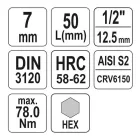 YATO YT-04383 Bit dugókulcs Imbusz 1/2
