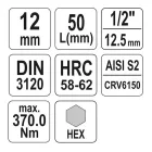 YATO YT-04386 Bit dugókulcs Imbusz 1/2