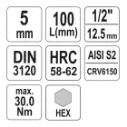YATO YT-04391 Hosszú bit dugókulcs Imbusz 1/2