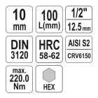 YATO YT-04395 Hosszú bit dugókulcs Imbusz 1/2
