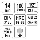 YATO YT-04397 Hosszú bit dugókulcs Imbusz 1/2