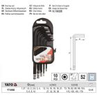 YATO YT-0560 Gömbfejű imbuszkulcs készlet 10 részes 1,27-10 mm S2