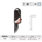 YATO YT-0561 Hosszú gömbfejű imbuszkulcs készlet 10 részes 1,27-10 mm S2