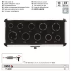 YATO YT-06031 Roncsolt csavarfej leszedő készlet 10 részes 3/8" 9-19 mm