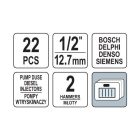 YATO YT-06175 Diesel befecskendező kiszedő készlet 22 részes 1/2"