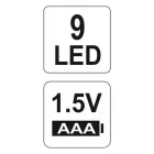 YATO YT-08570 Elemes LED zseblámpa 30 lumen alumínium fekete 3 x AAA