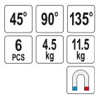 YATO YT-08678 Hegesztési munkadarabtartó mágnes készlet 6 részes