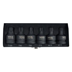   YATO YT-10653 Gépi bit dugókulcs készlet 6 részes Furatos Torx és Spline 3/4 Col CrMo
