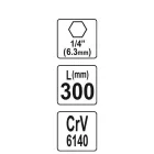 YATO YT-14001 Flexibilis behajtószár 1/4" x 1/4" 300 mm