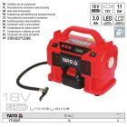 YATO YT-23247 Akkus kompresszor 11 bar 18 V (1 x 3,0 Ah akku + töltő) + 12 V szivargyújtó