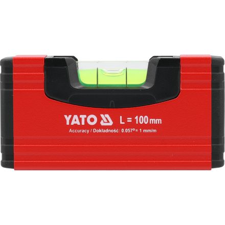 YATO YT-30350 Alumínium zsebvízmérték 100mm 1 libellás bordázott szerkezetű merev profillal