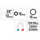 YATO YT-38511 Vékonyfalú gyertyakulcs 3/8" 16 mm