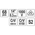 YATO YT-39009 Szigetelt szerszámkészlet villanyszerelőknek 68 részes 1/4" 1000 V CrV