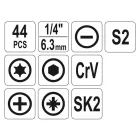 YATO YT-39280 Szerszámkészlet 44 részes 1/4" CrV