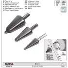 YATO YT-44730 Lépcsős fúró készlet 3 részes inox