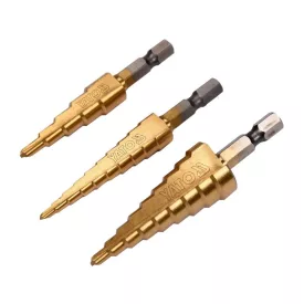   YATO YT-44731 Lépcsős fúró készlet 3 részes HSS titán-nitrid