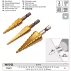 YATO YT-44731 Lépcsős fúró készlet 3 részes HSS titán-nitrid