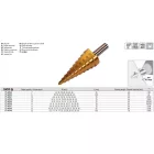 YATO YT-44744 Lépcsős fúró 6-20 mm 10 lépcsős HSS titán-nitrid