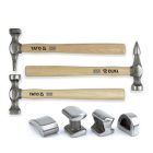 YATO YT-4590 Karosszériás kalapács és egyengető készlet 7 részes Hickory nyéllel