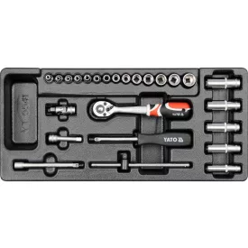  YATO YT-5541 Dugókulcs készlet 25 részes 1/4" 3,5-14 mm CrV (fiókbetét)
