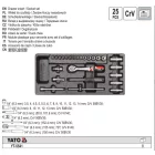 YATO YT-5541 Dugókulcs készlet 25 részes 1/4" 3,5-14 mm CrV (fiókbetét)