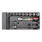 YATO YT-5542 Dugókulcs készlet 22 részes 3/8" 6-22 mm CrV (fiókbetét)