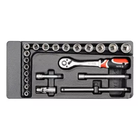   YATO YT-5542 Dugókulcs készlet 22 részes 3/8" 6-22 mm CrV (fiókbetét)