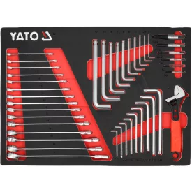   YATO YT-55492 Szivacs fiókbetét szerszámkocsihoz 41 részes (csillag-villáskulcs, imbuszkulcs, torxkulcs, roncsolt csavar kiszedő)
