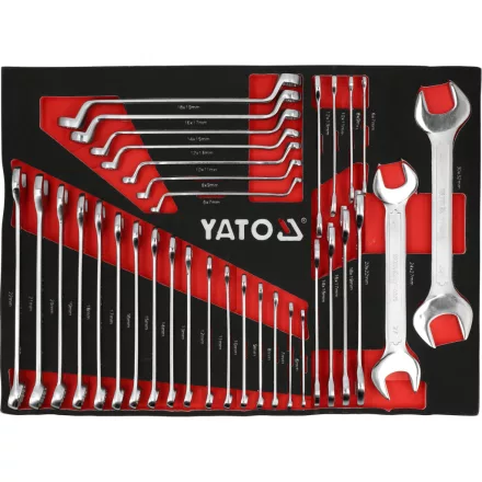 YATO YT-55493 Kulcskészlet szivacsos fiókbetétben 34 részes (csillag - villás, csillagkulcs, és kétvégű villás)