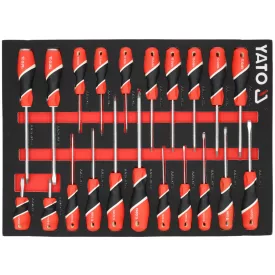   YATO YT-55494 Szivacs fiókbetét szerszámkocsihoz 21 részes (csavarhúzó, lapos, PH, torx)