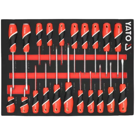 YATO YT-55494 Szivacs fiókbetét szerszámkocsihoz 21 részes (csavarhúzó, lapos, PH, torx)