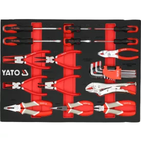   YATO YT-55495 Szivacs fiókbetét szerszámkocsihoz 24 részes (fogo, seeger-gyűrű fogó, imbuszkulcs, csavarhúzó, lapos, PH)