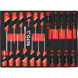  YATO YT-55496 Szivacs fiókbetét szerszámkocsihoz 22 részes (tömítéskiszedő, csavarhúzó, lapos, PH, torx)