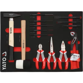   YATO YT-55497 Szivacs fiókbetét szerszámkocsihoz 14 részes (kalapács, hidegvágó - csapszegkiütő, fogók)