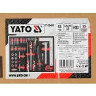 YATO YT-55498 Szivacs fiókbetét szerszámkocsihoz 43 részes (menetfúró, menetmetsző, reszelő, drótkefe, tolómérő, mérőszalag, derékszög)