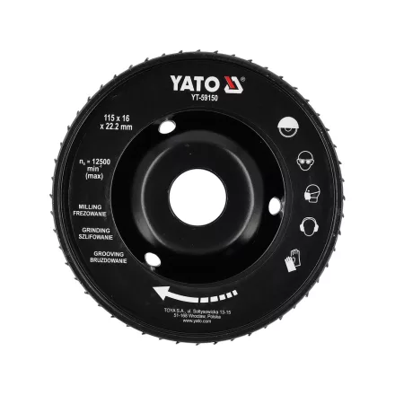 YATO YT-59150 Ráspolykorong sarokcsiszolóra fához 115 mm átmérő fogak a paláston és a lapján