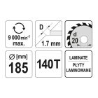 YATO YT-60631 Fűrésztárcsa laminált padlóhoz 185 x 20 x 1,4 mm / 140T