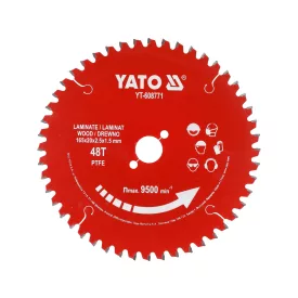  YATO YT-608771 Keményfémlapkás (TCT) fűrészlap laminált anyaghoz, PTFE-bevonattal, 165×20 mm, 48 fogas