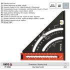 YATO YT-70783 Talpas derékszög vonalzó 290 x 185 mm alumínium