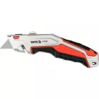 YATO YT-75202 Behúzható tarpézpengés kés övvágó / dobozbontó funkcióval +3 db pótpengével