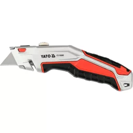   YATO YT-75202 Behúzható tarpézpengés kés övvágó / dobozbontó funkcióval +3 db pótpengével