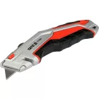 YATO YT-75202 Behúzható tarpézpengés kés övvágó / dobozbontó funkcióval +3 db pótpengével