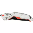 YATO YT-75204 Behúzható tarpézpengés kés övvágó / dobozbontó funkcióval +4 db pótpengével