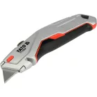 YATO YT-75204 Behúzható tarpézpengés kés övvágó / dobozbontó funkcióval +4 db pótpengével