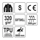 YATO YT-79560 Munkavédelmi softshell kabát kapucnival kék-szürke S-es méret
