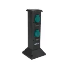YATO YT-81274 Kültéri csatlakozóelosztó aljzat TOWER BLACK IP44 4 x 230V
