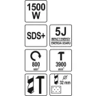 YATO YT-82127 Elektromos fúrókalapács SDS-Plus 5 J 1500 W