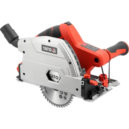Yato YT-821702 Akkumulátoros merülőfűrész 140mm szénkefe nélküli motorral vezetősínnel, 2db szorítóval (akku és töltő nélékül)