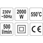 YATO YT-82288 Elektromos hőlégfúvó 550 °C 2000 W