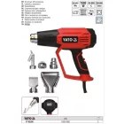 YATO YT-82296 Elektromos hőlégfúvó tartozékokkal LCD kijelzővel 50 - 650 °C 1600 W